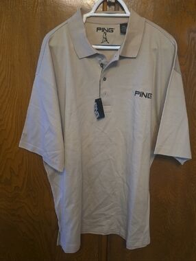 PING Men’s Light Beige Polo Shirt with Embroidered Logo